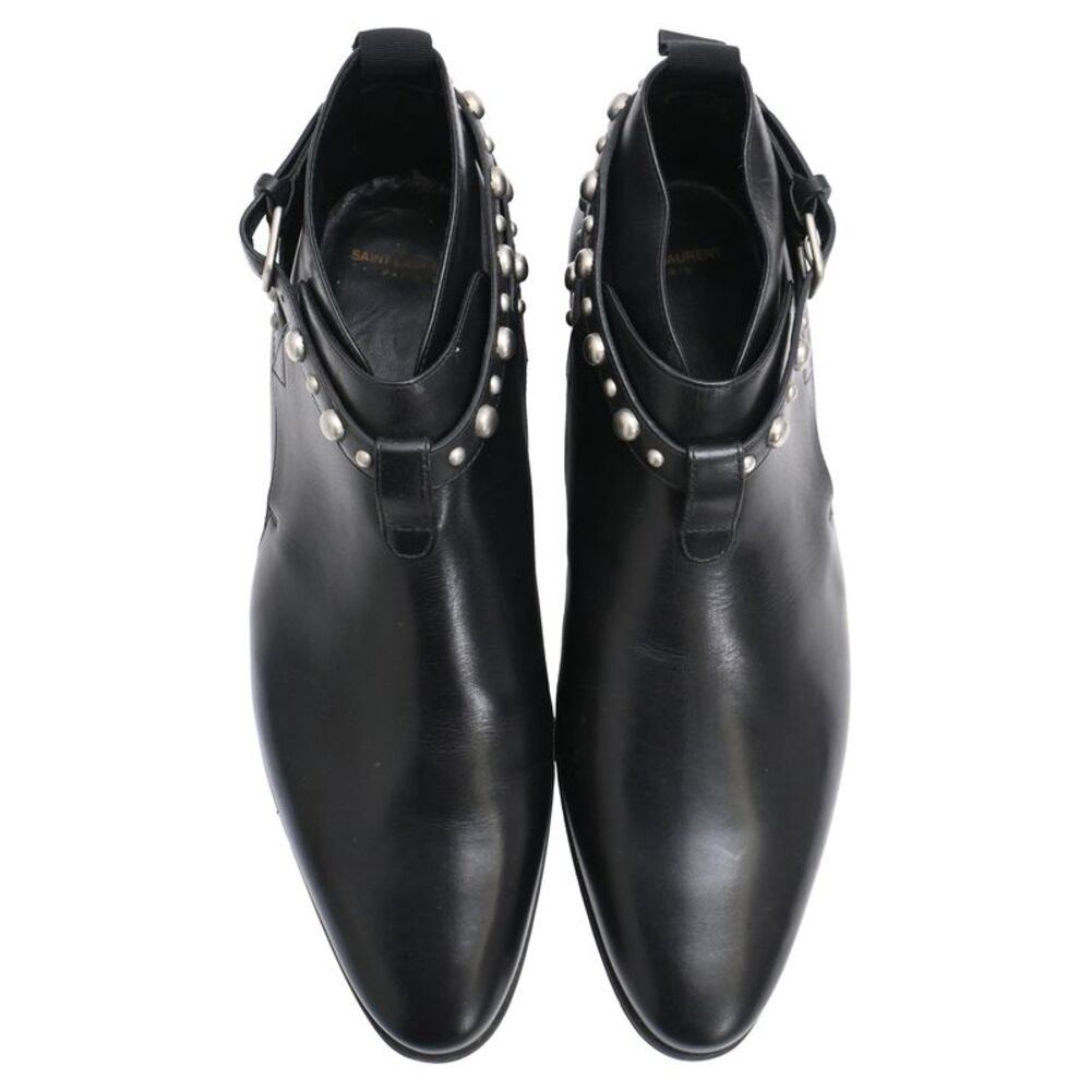 Saint Laurent Jodhpur Studded Ankle Boots in Black Leather - Picture 5 of 7